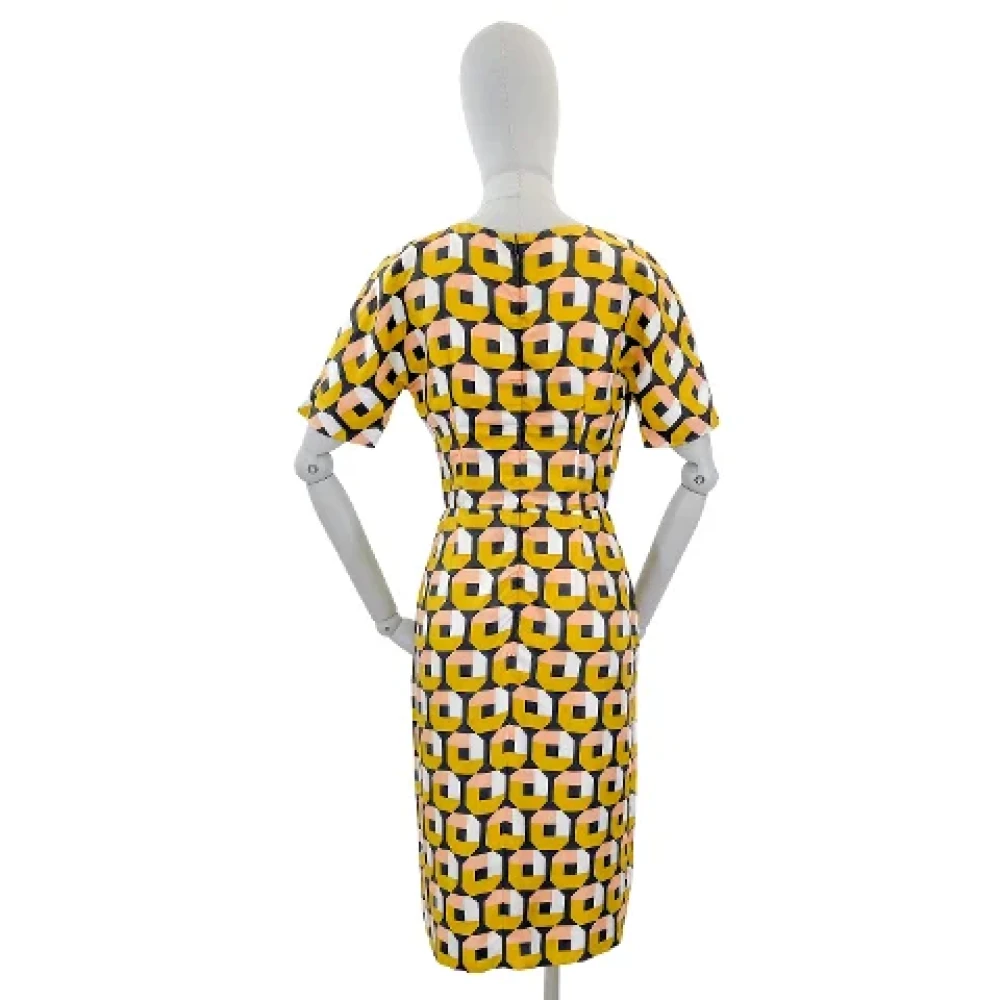 Prada Vintage Pre-owned Silk dresses Yellow Dames
