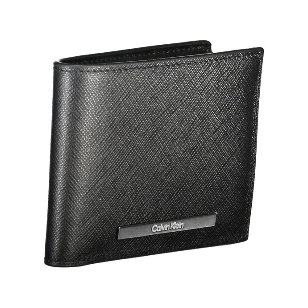 Calvin Klein Zwarte leren portemonnee met RFID-blokkering Black Heren