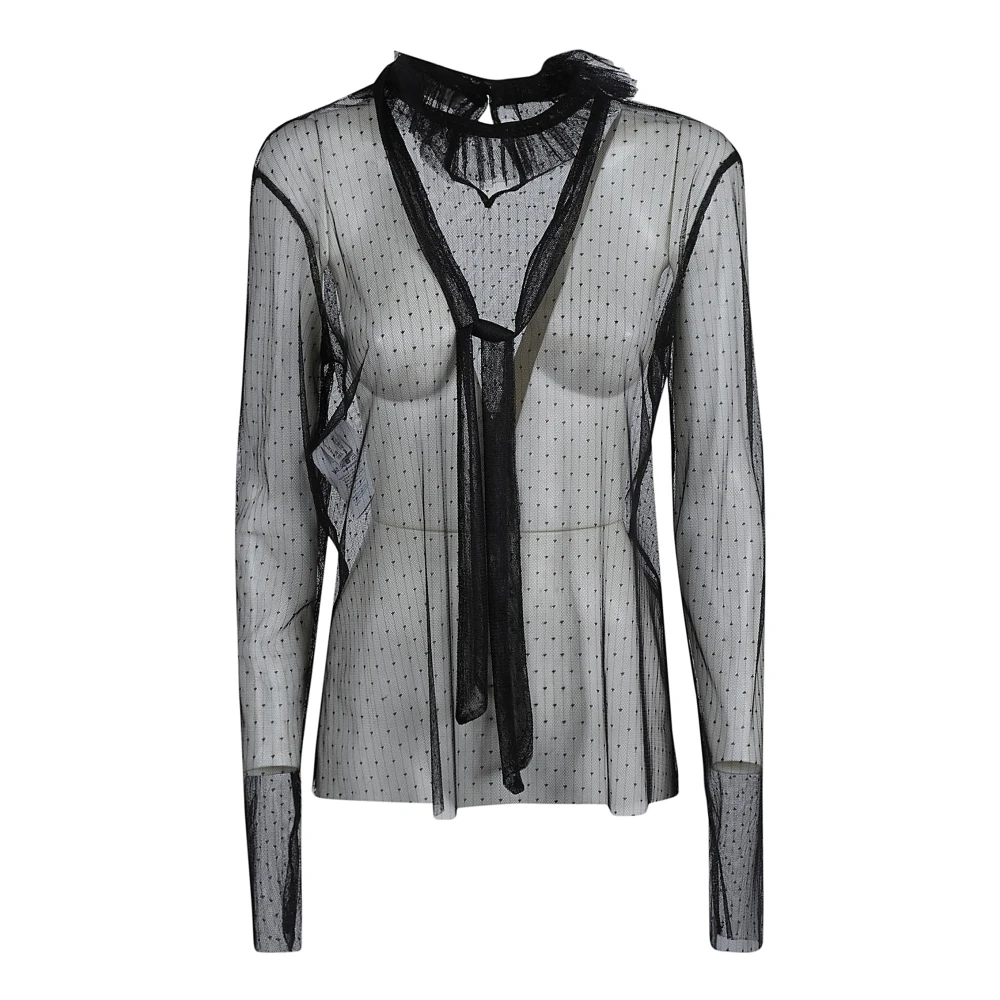 Philosophy di Lorenzo Serafini Zwarte Blouse met Ruchekraag Black Dames