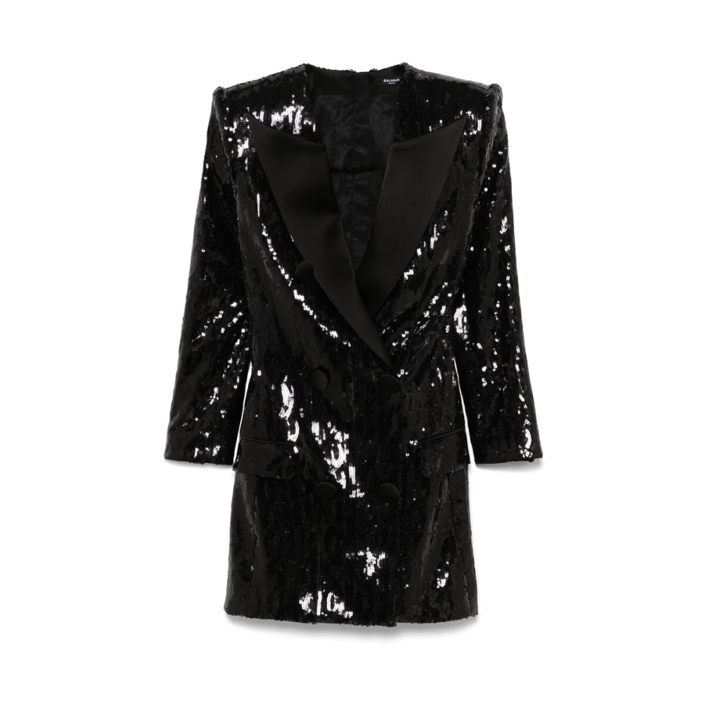 Balmain Zwarte Jurk met Rits en Zakken Black Dames
