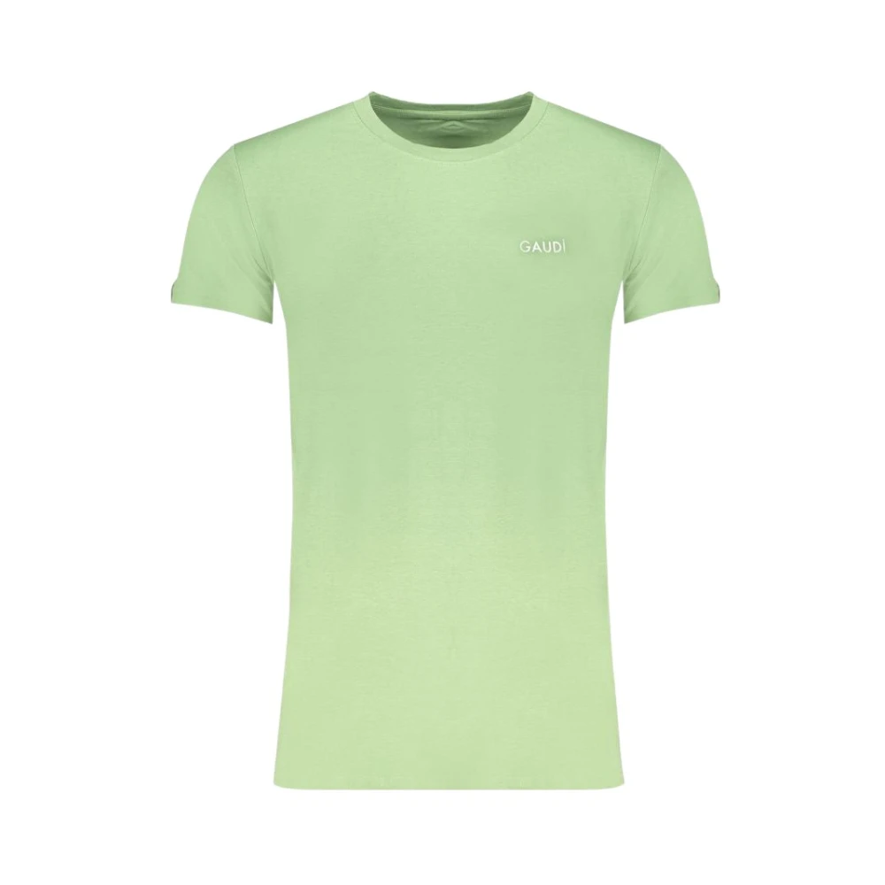 Gaudi Groen Katoenen T-shirt met Print Logo Green Heren