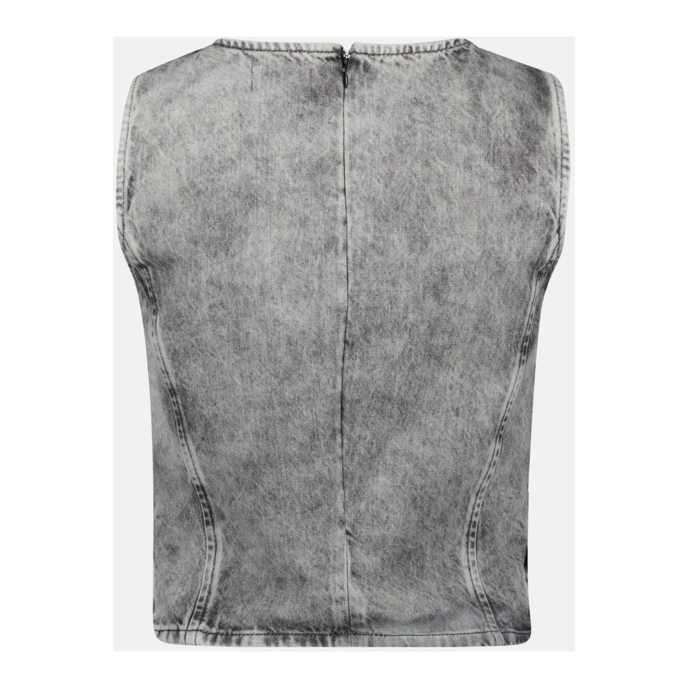 Diesel Mouwloze denimtop met strass Gray Dames