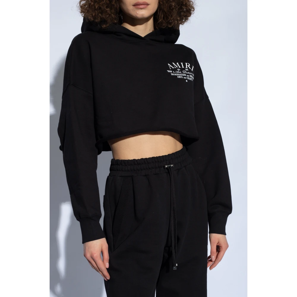 Amiri Cropped hoodie met logo Black Dames