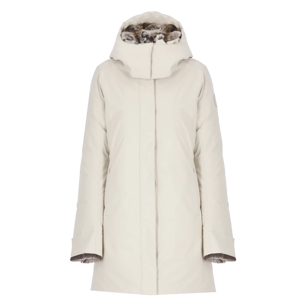 Save The Duck Beige Parka met Nep Bont Capuchon Beige Dames