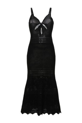 black-crochet-cut-out-midi-dress