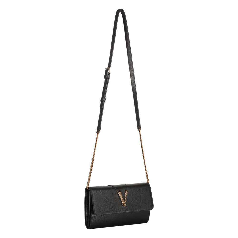 Versace Kalfsleren Clutch met Kettingriem Black Dames