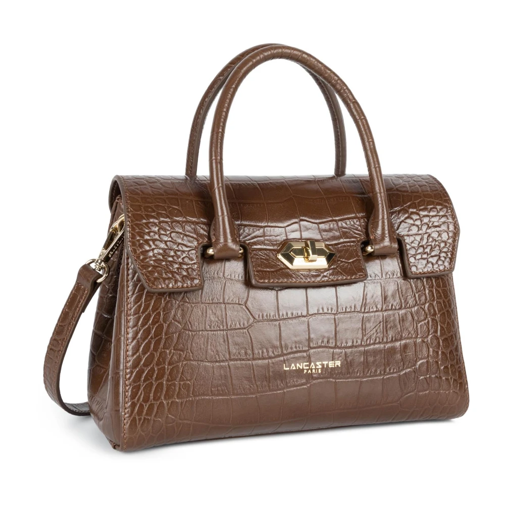 Lancaster Flap Handtas met Metalen Sluiting Brown Dames
