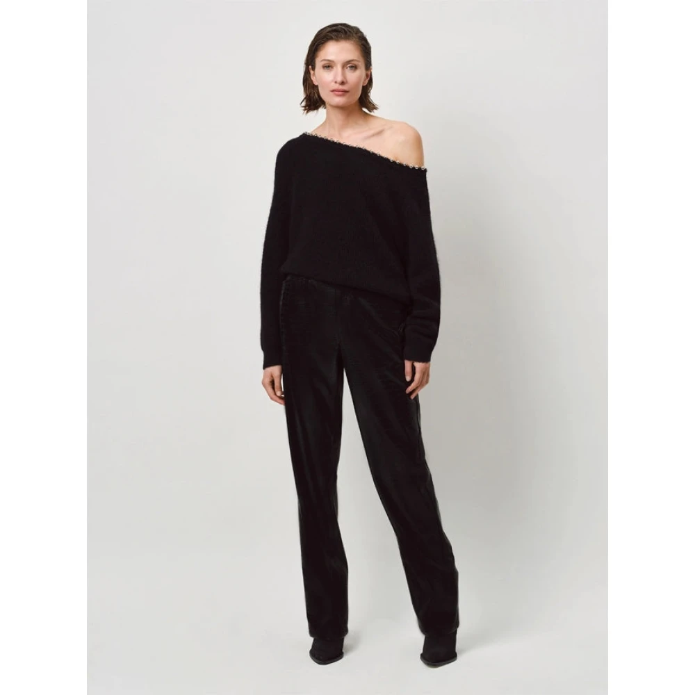Dante 6 Luxe Zwarte Gebreide Trui met Merino en Alpacawol Black Dames