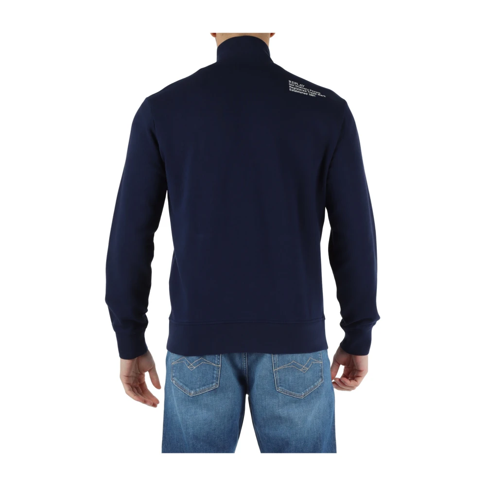 Replay Icon Selection Katoenen Sweatshirt Blue Heren