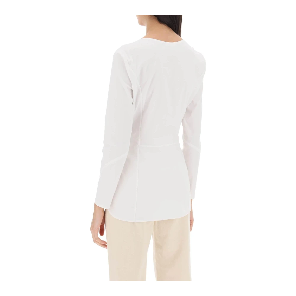 By Malene Birger Organische Stretch Katoenen Poplin Blouse By Herenne Birger White Dames