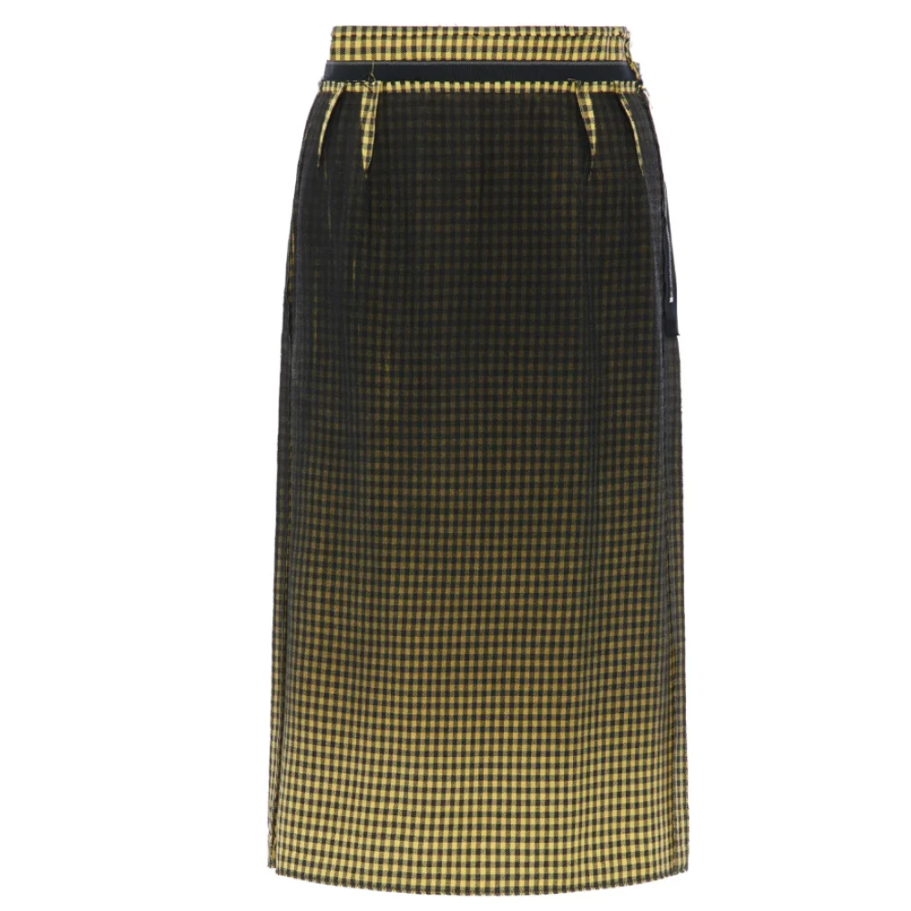 Maison Margiela Women's Multicolor Midi Skirts, Xs, Faded Check Wool Skirt