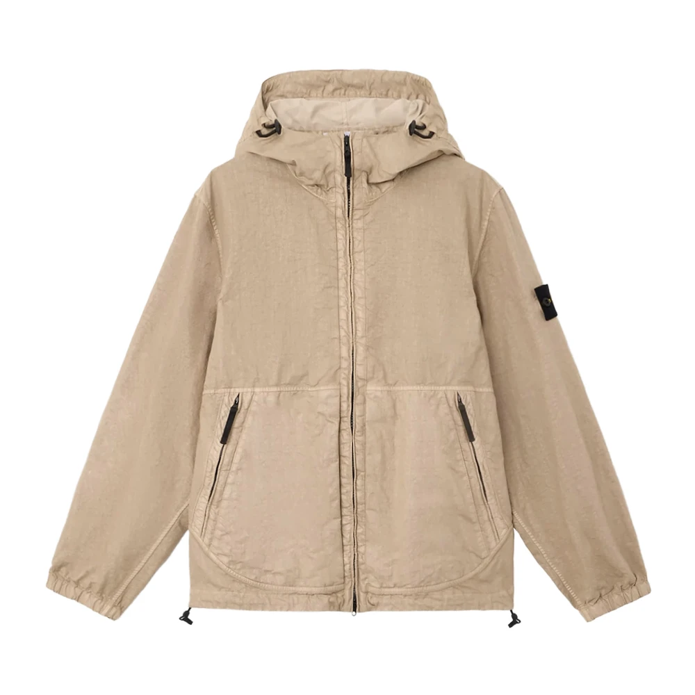 Stone Island Beige Light Jackets, Male, Xl, Nylon Panama Tc Jacket