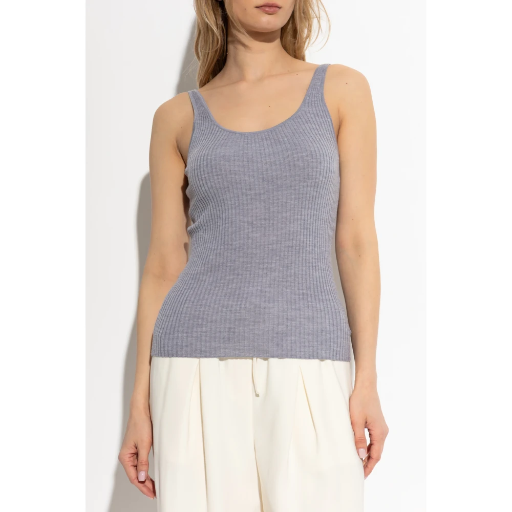 Theory Geribbelde mouwloze top Gray Dames