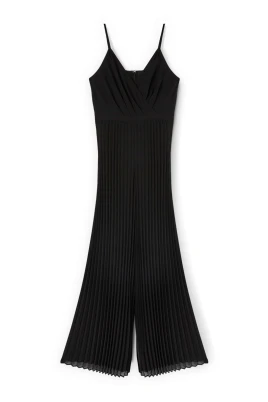 Lång plisserad georgette-jumpsuit