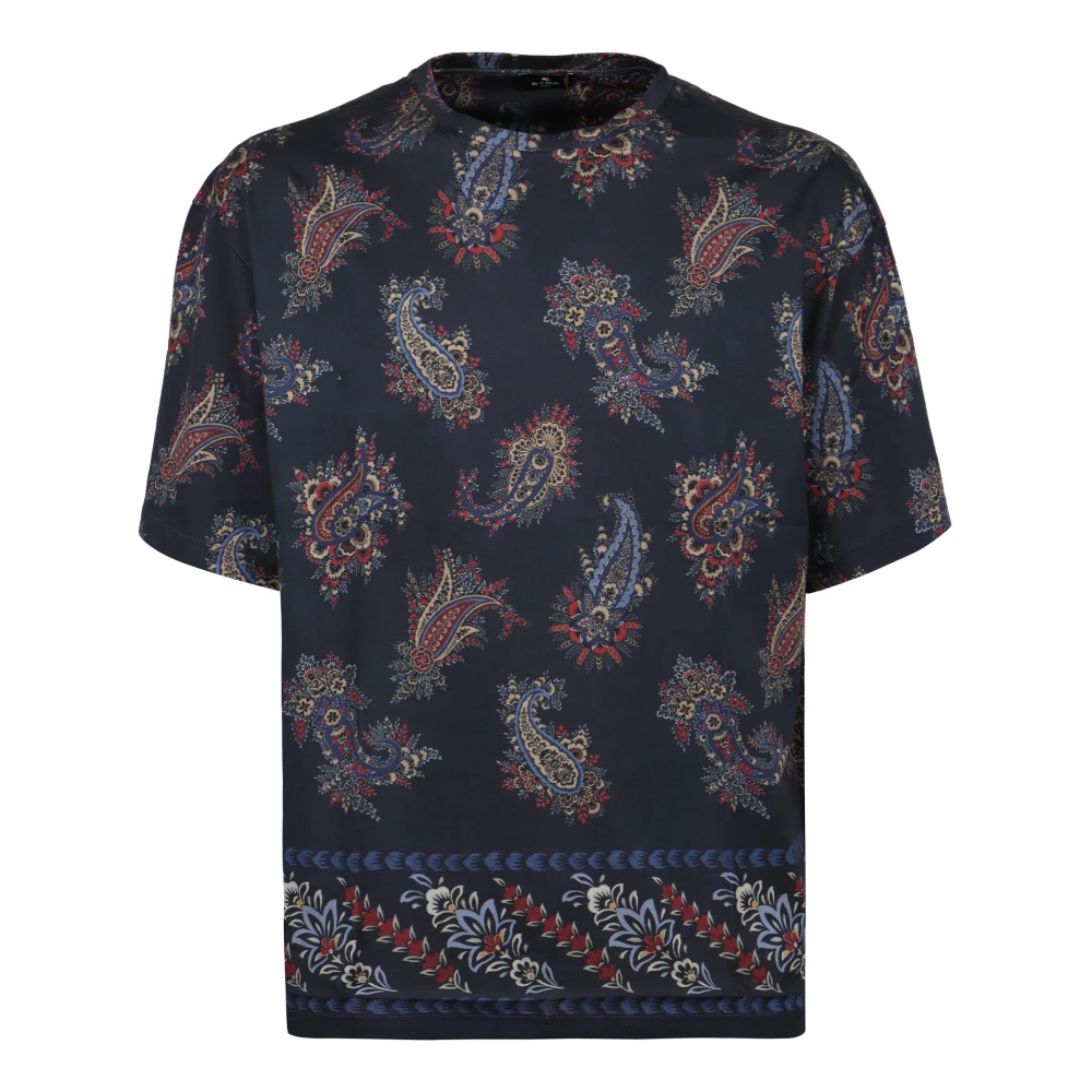 ETRO Katoenen Crew-Neck T-Shirt met Paisley Motief Multicolor Heren