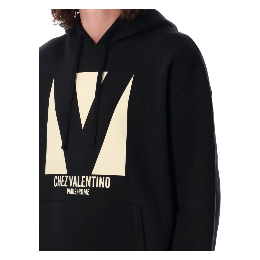 Valentino Garavani Casual katoenen hoodie 'Chez Valentino' Black Heren