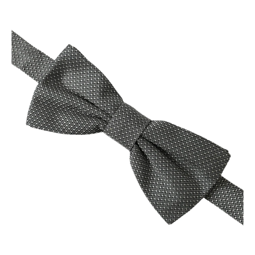 Dolce & Gabbana Grijze Zijden Gestreepte Verstelbare Nek Heren Vlinderdas Gray Unisex