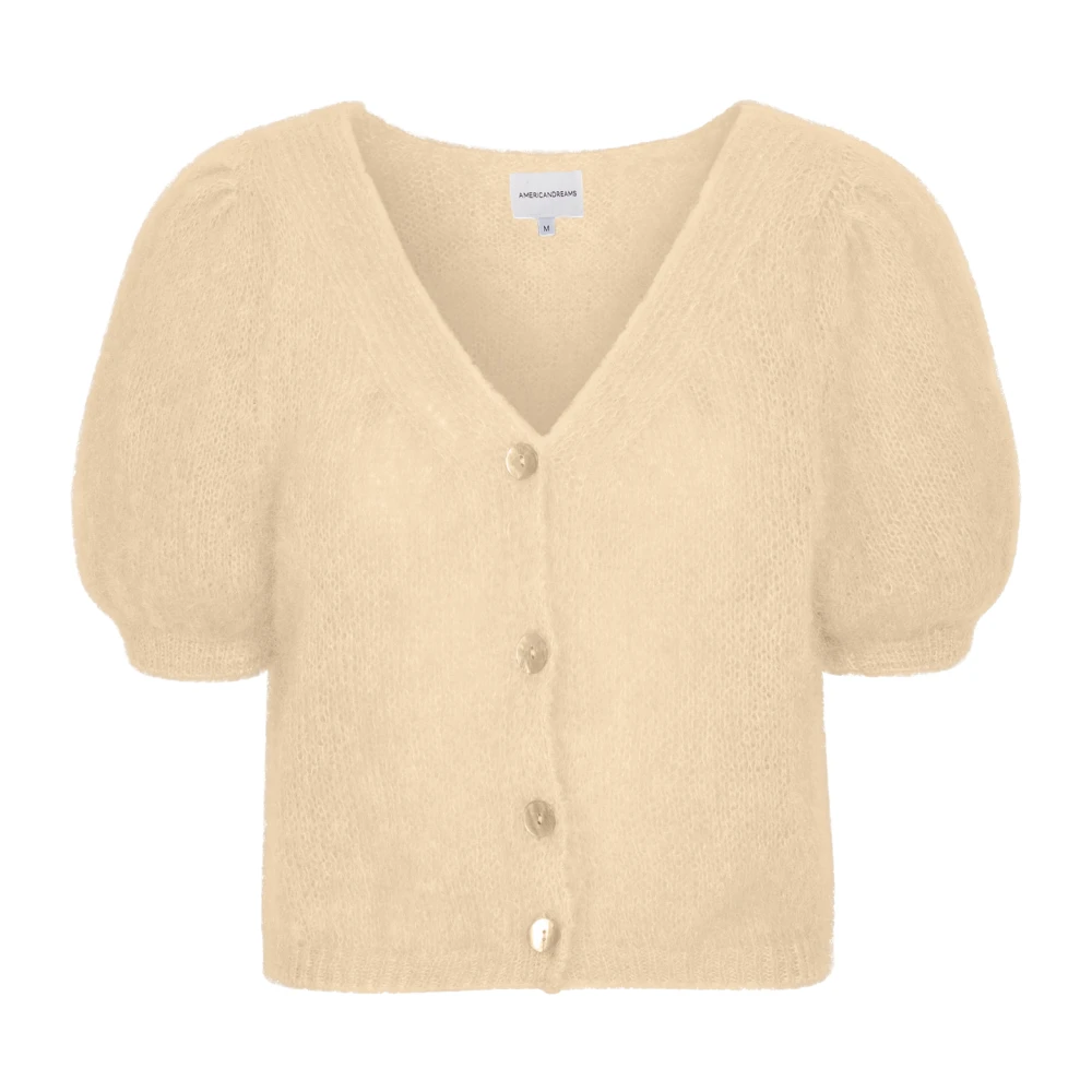 American Dreams V-hals Kort Vest Amandel Beige Dames