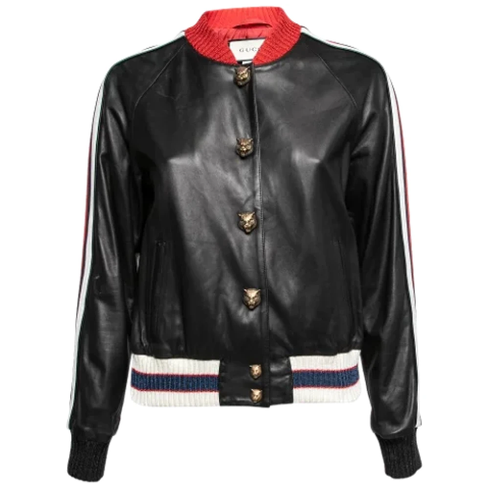 Gucci Vintage Pre-owned Leather outerwear Black Dames