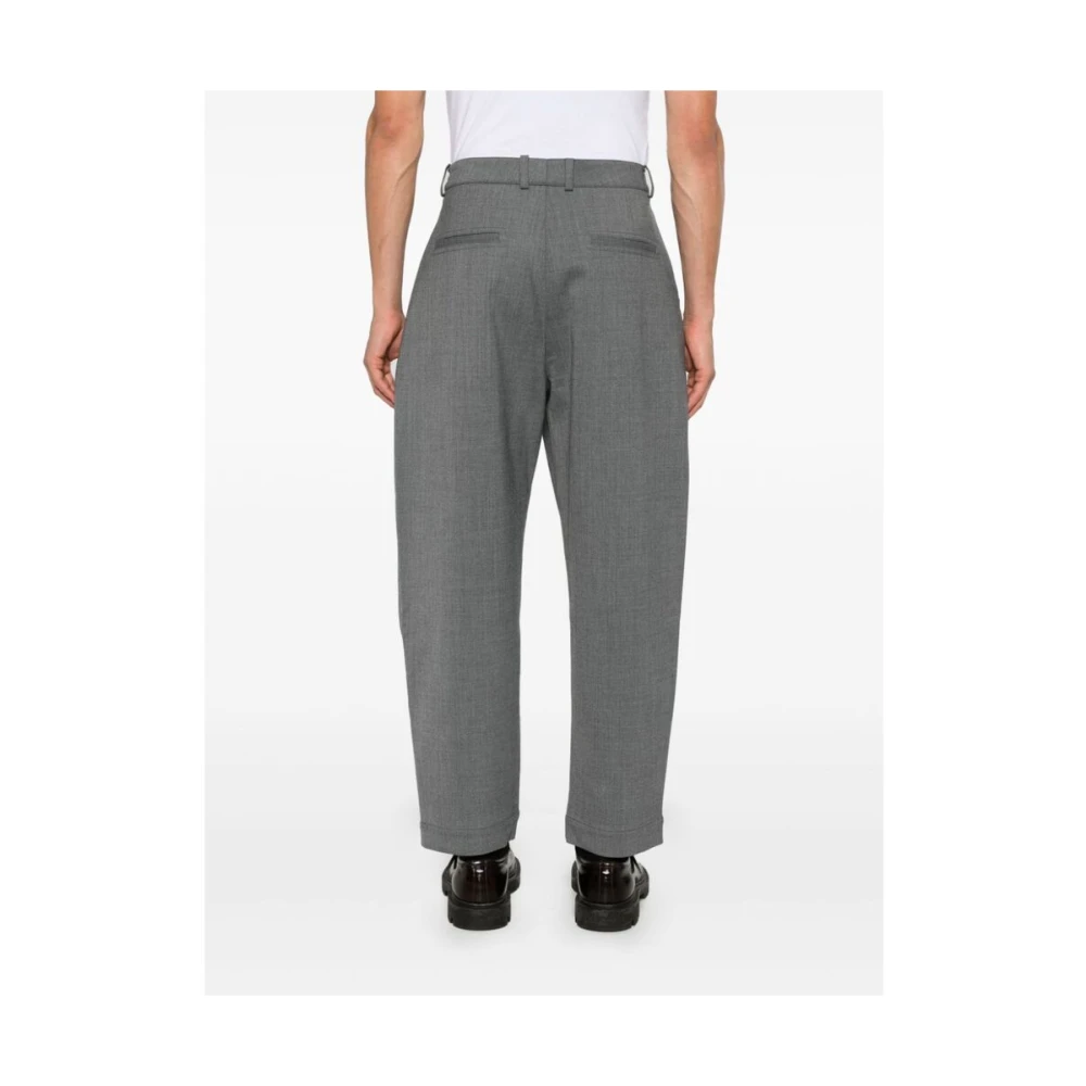 Studio Nicholson Grijze Twill Tapered Leg Broek Gray Heren
