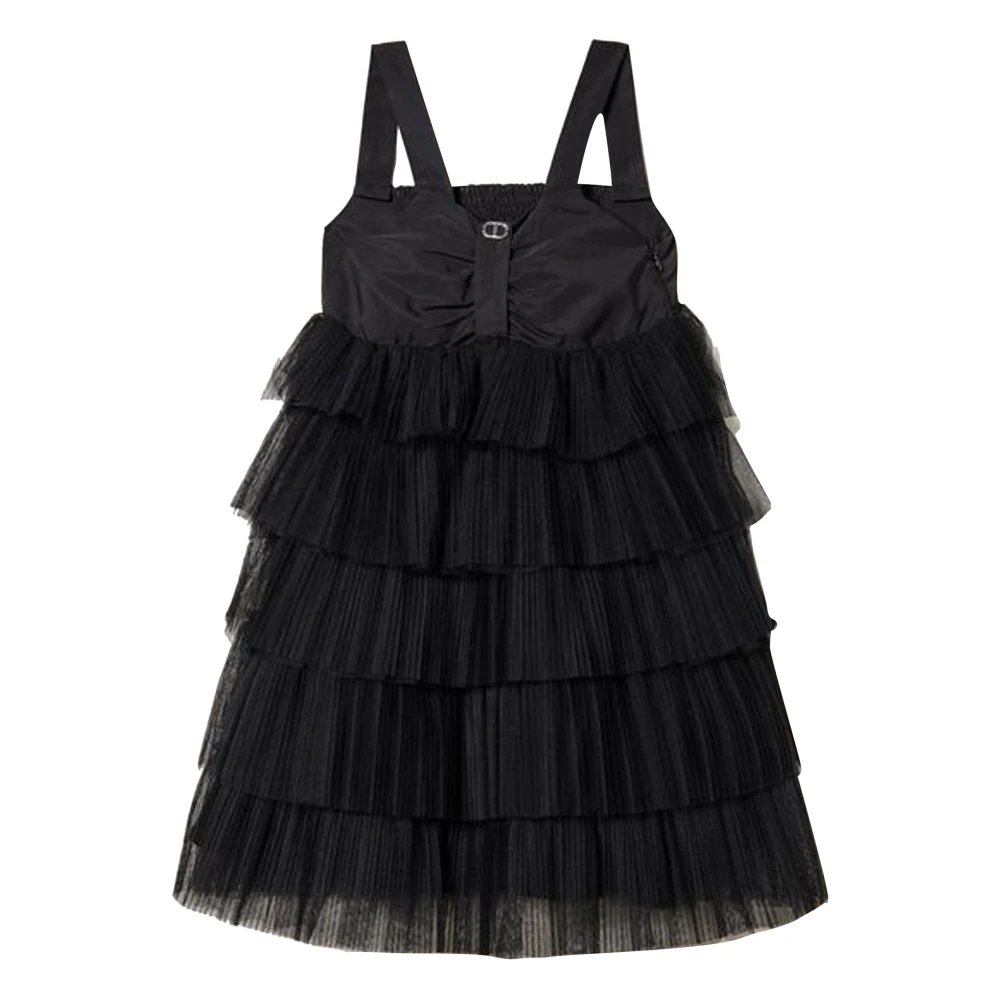 Twinset Girls Black Short Pleated Tulle Dress - Dresses - 14 Y - Kids