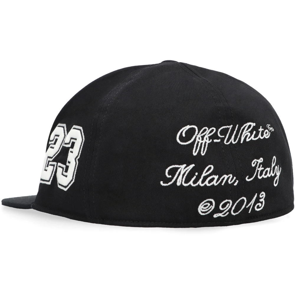 Off White Baseballpet met platte klep Black Heren