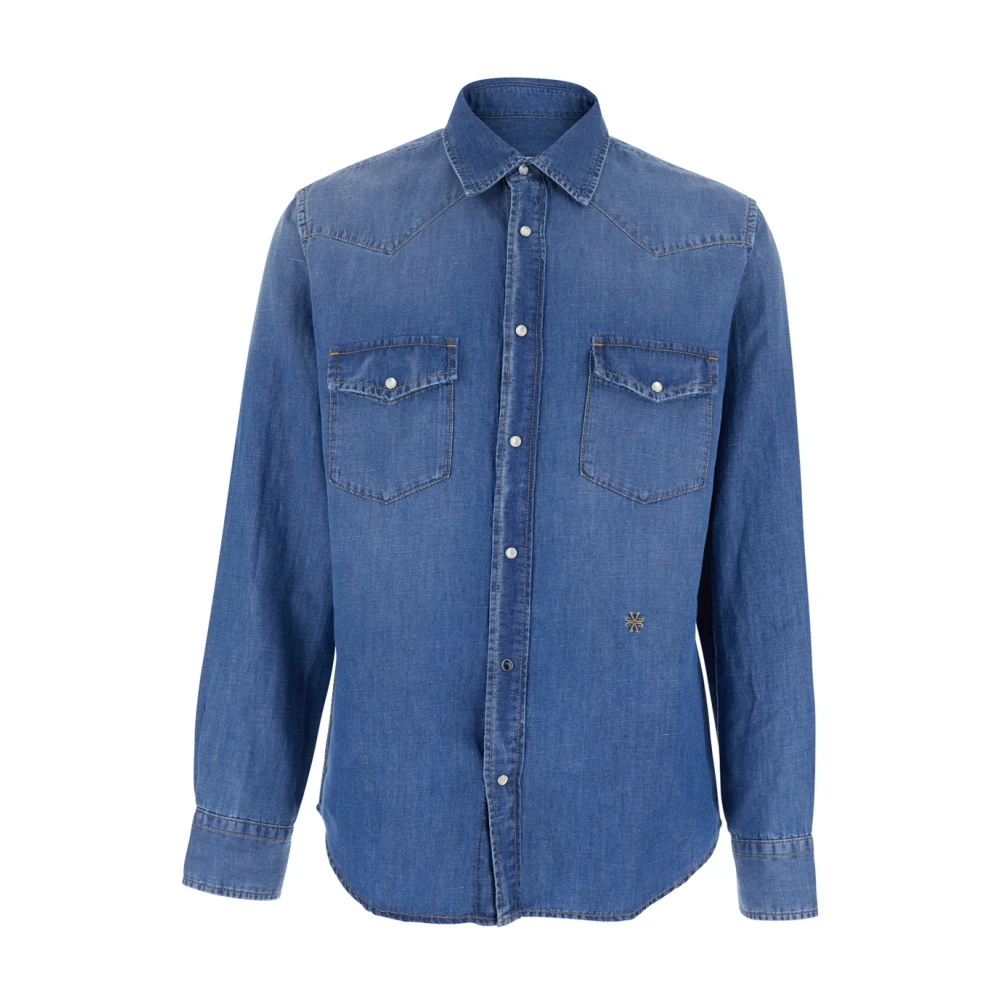 Jacob Cohën Men's Blue Denim Western Shirt - Denim Shirts - S - Shirts