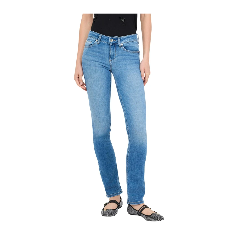 Liu Jo Women's Blue Zip And Button Fastening Jeans With Pockets