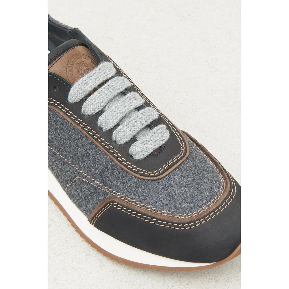 PESERICO Echte leren vilt en wollen sneakers Gray Dames