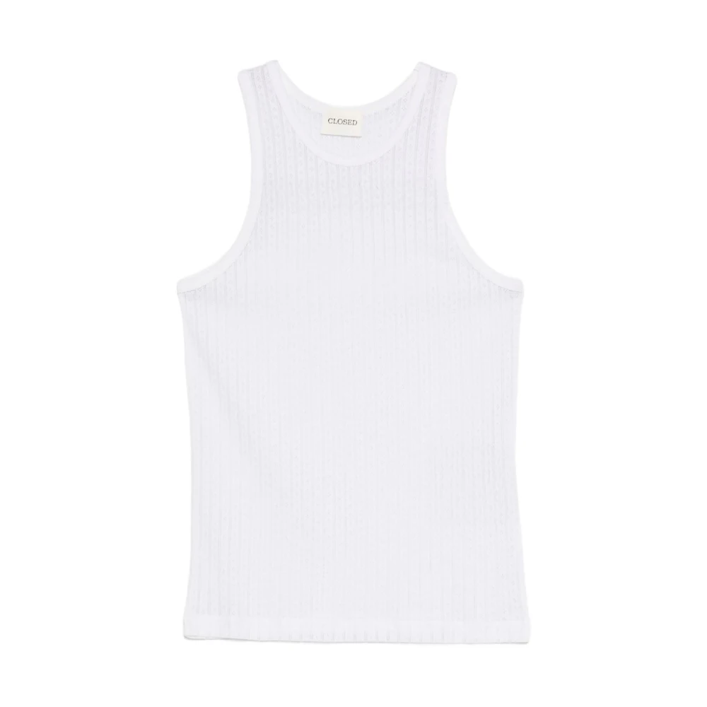 Closed Women's White Sleeveless Tops, M, Pointelle Knit Racerback Top