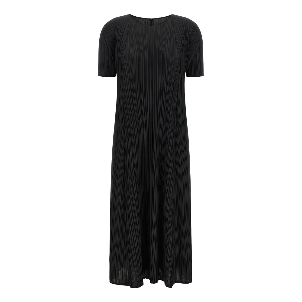 Issey Miyake Women's Black Mellow Pleats Midi Dress - Midi Dresses - 2XL - Dresses