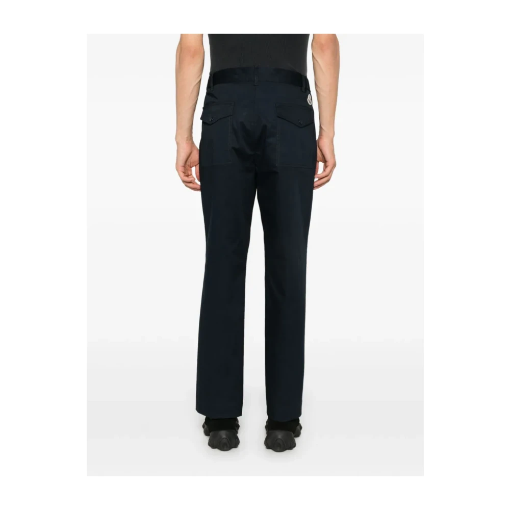 Moncler Marineblauwe Katoenmix Gabardine Broek Blue Heren