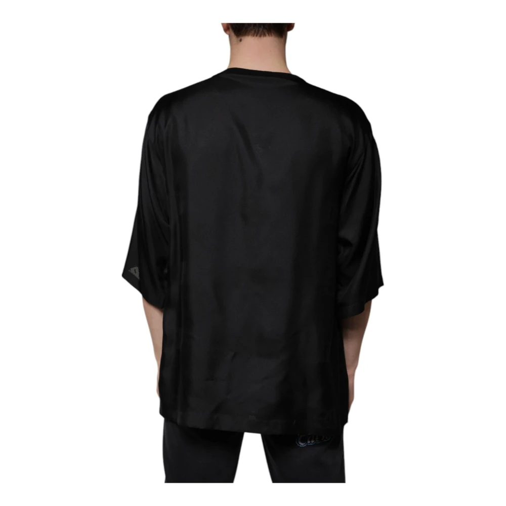Dolce & Gabbana Zwarte Katoenen Vierkante Hals T-shirt Black Heren