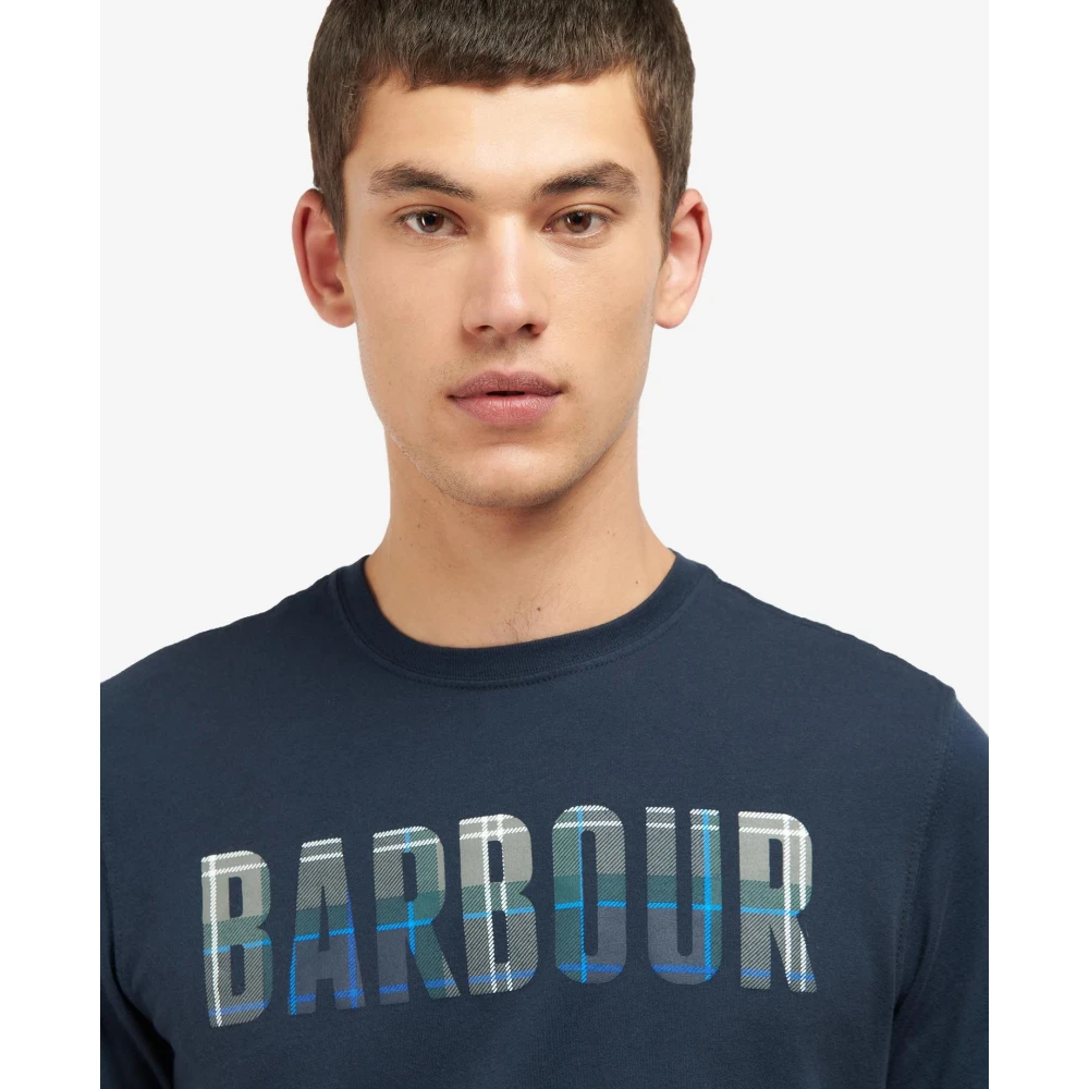 Barbour Navy Tartan Grafische T-Shirt Blue Heren