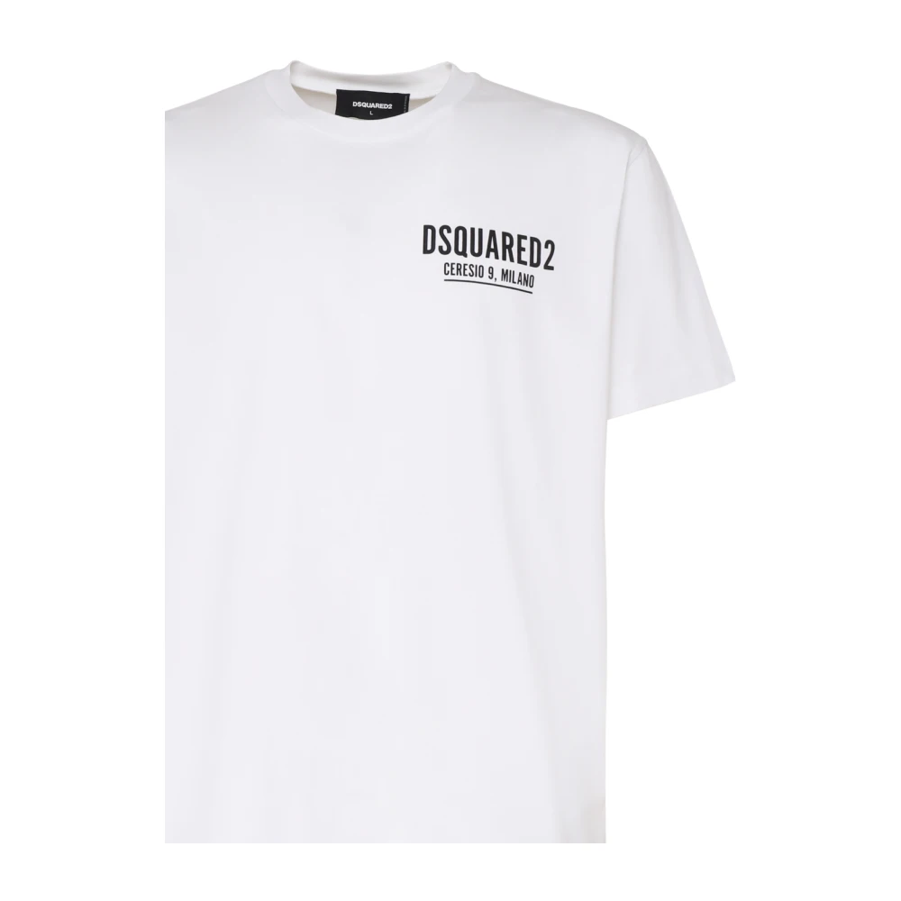 Dsquared2 Witte Katoenen T-shirt Ronde Kraag Korte Mouwen White Heren