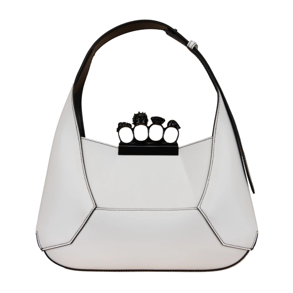 alexander mcqueen Leren handtas met magnetische sluiting White Dames