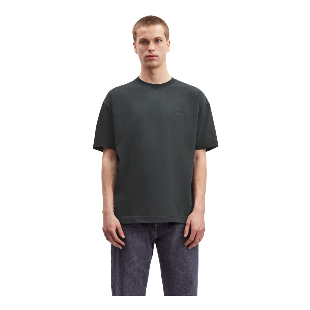 Samsøe Joel Biologisch Katoenen T-shirt met Contrastprint Gray Heren
