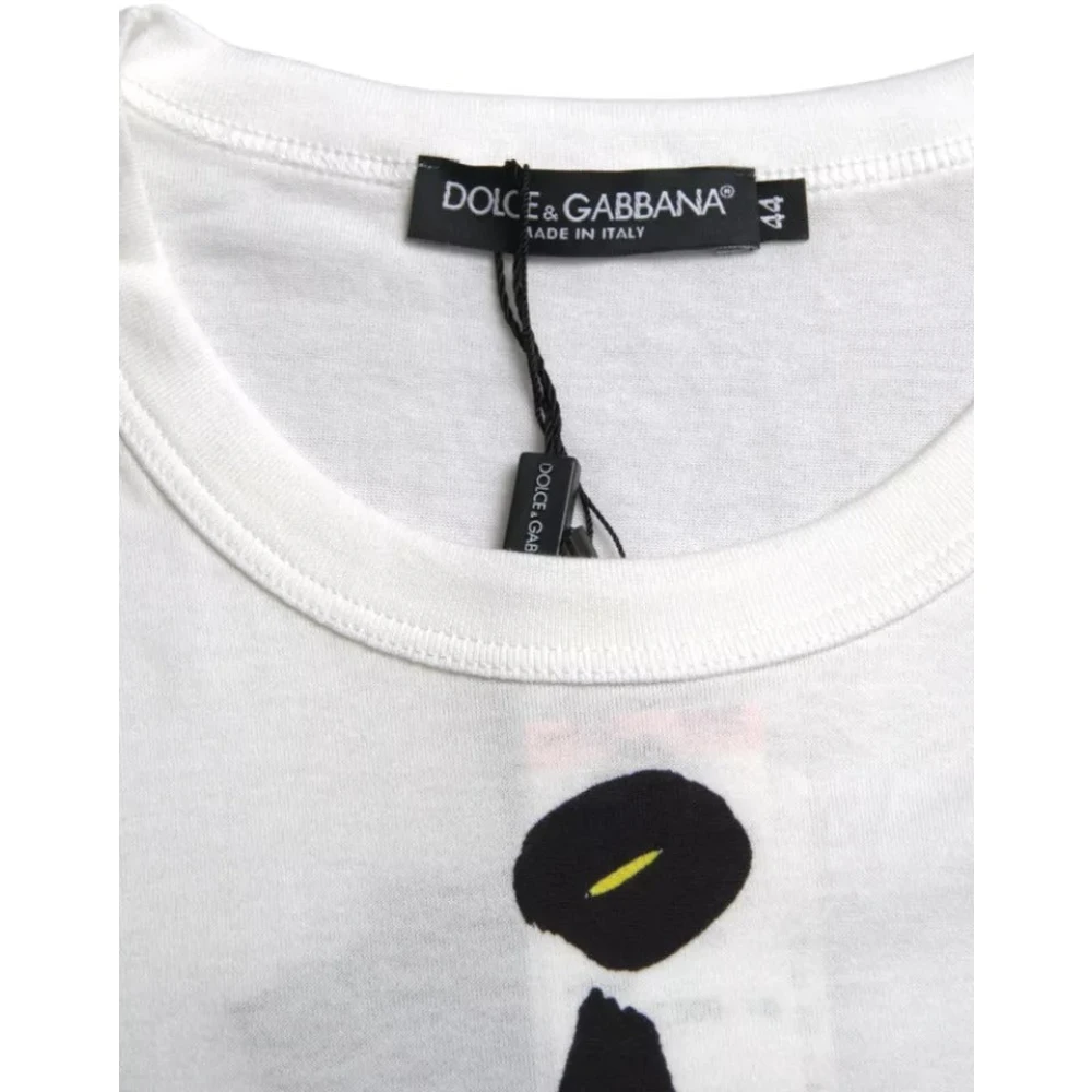Dolce & Gabbana Grafisch Katoenen T-shirt met Korte Mouwen White Heren