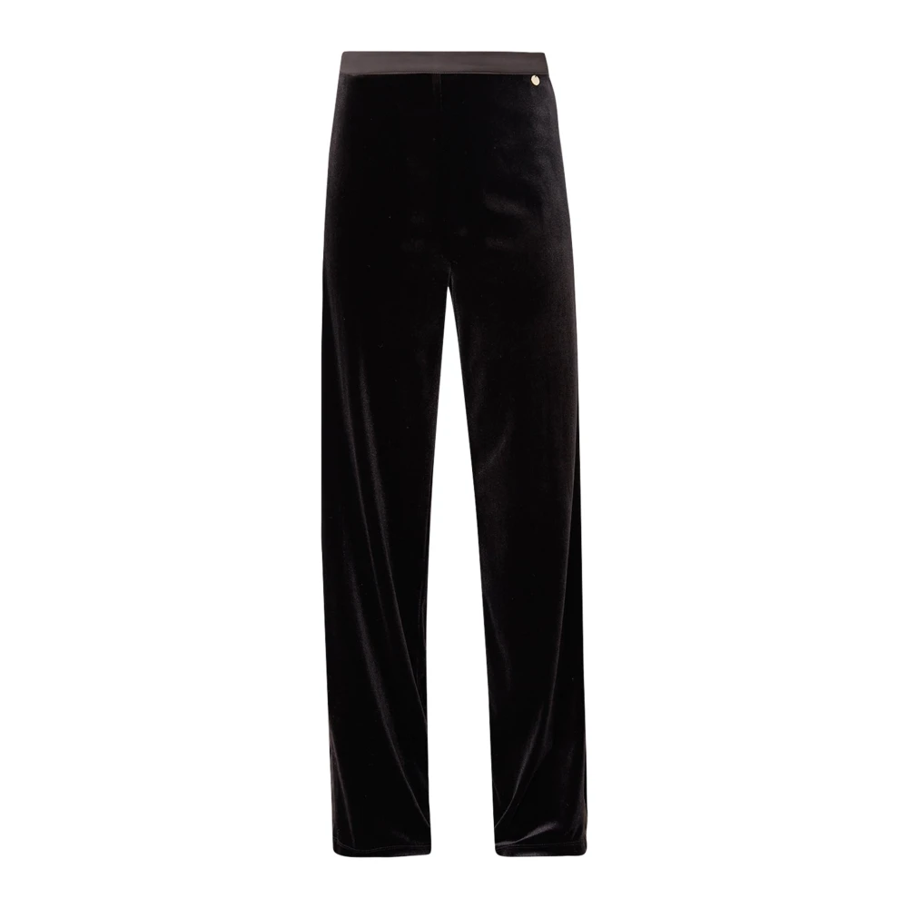 Liu Jo Fluwelen elegante broek met satijnen strepen Black Dames
