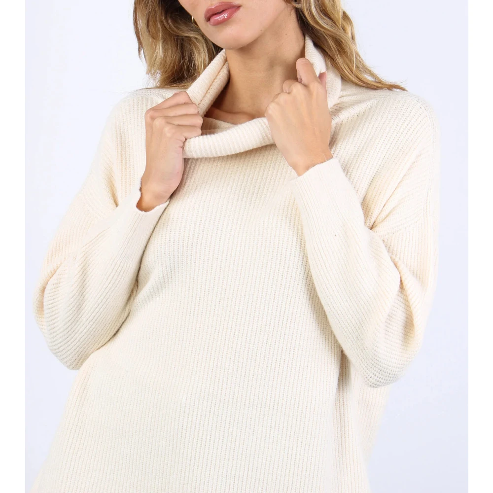 Manila Grace Trui met hoge hals Beige Dames