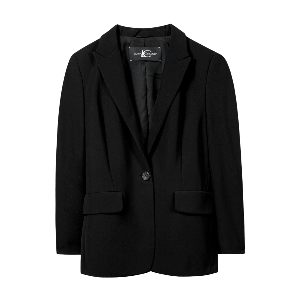 LUISA CERANO Elegant Blazer met Revers Kraag Black Dames