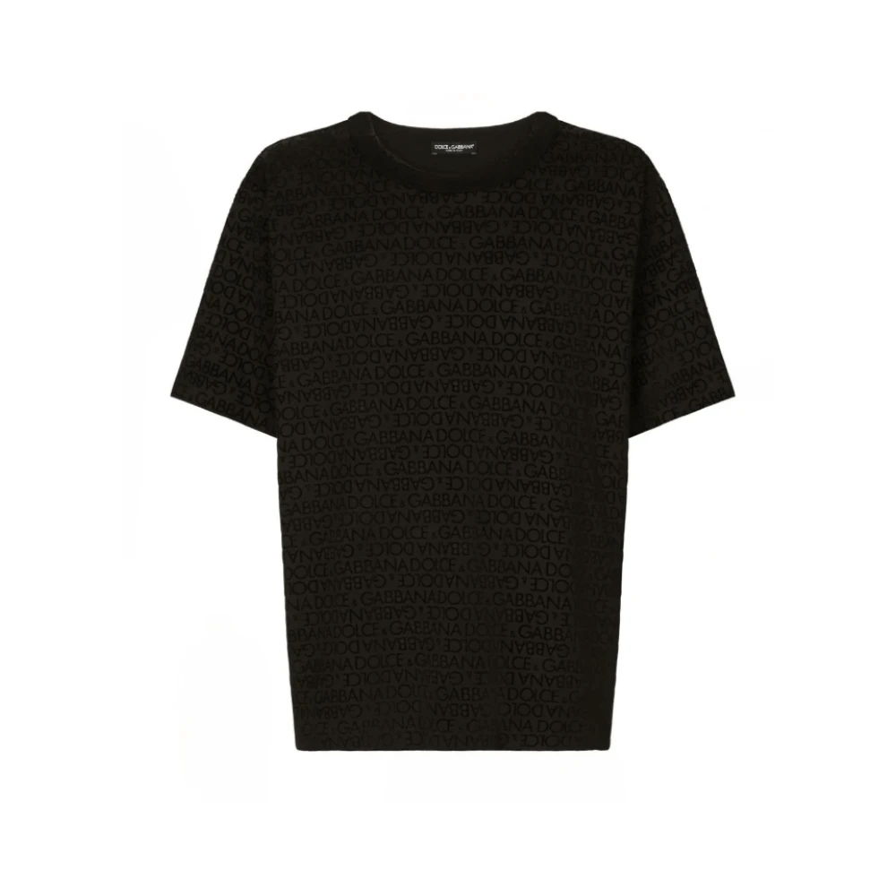 Dolce & Gabbana Logo Print Katoenen T-shirt Black Heren