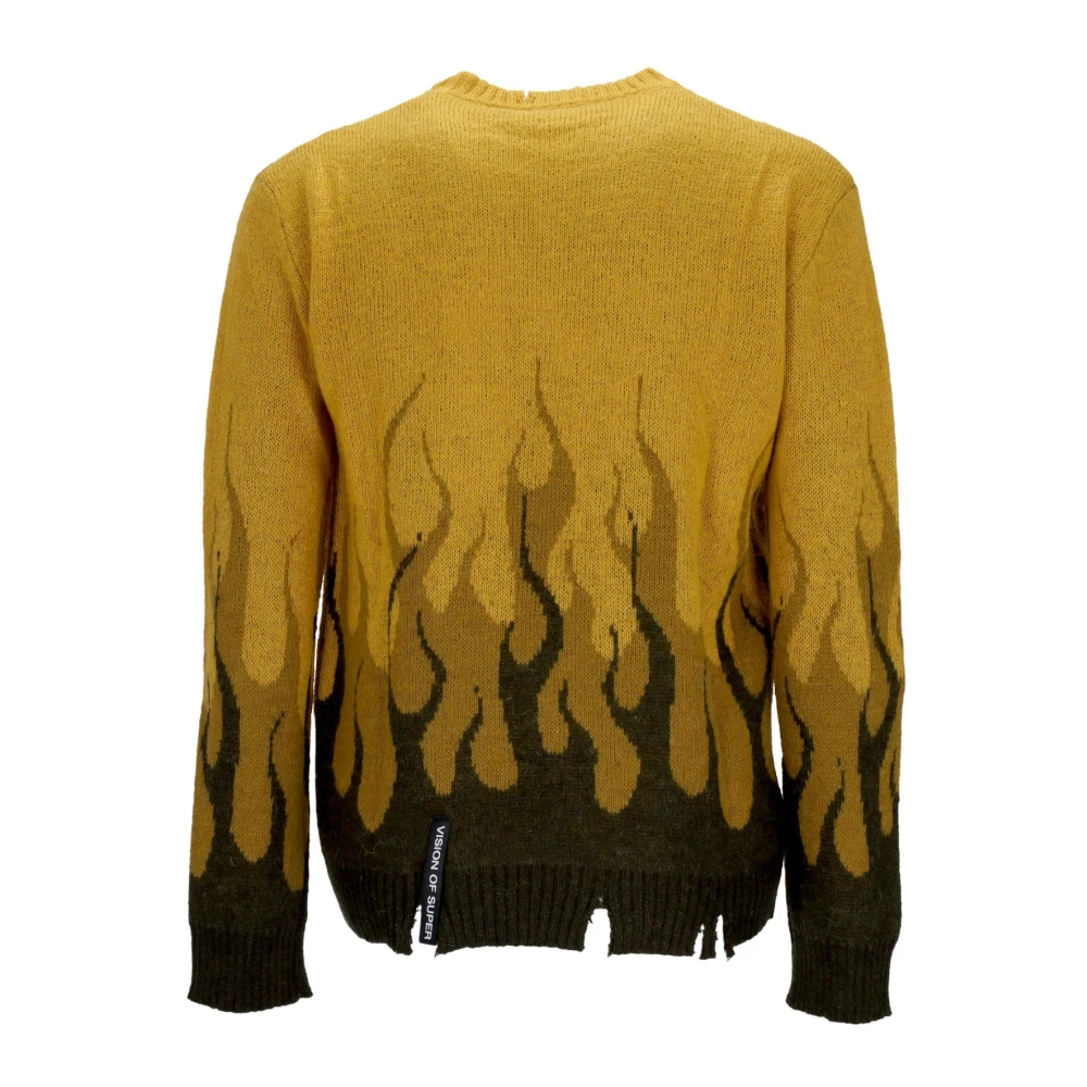 Vision OF Super Vlammen Oversize Crew Neck Sweater Green Heren