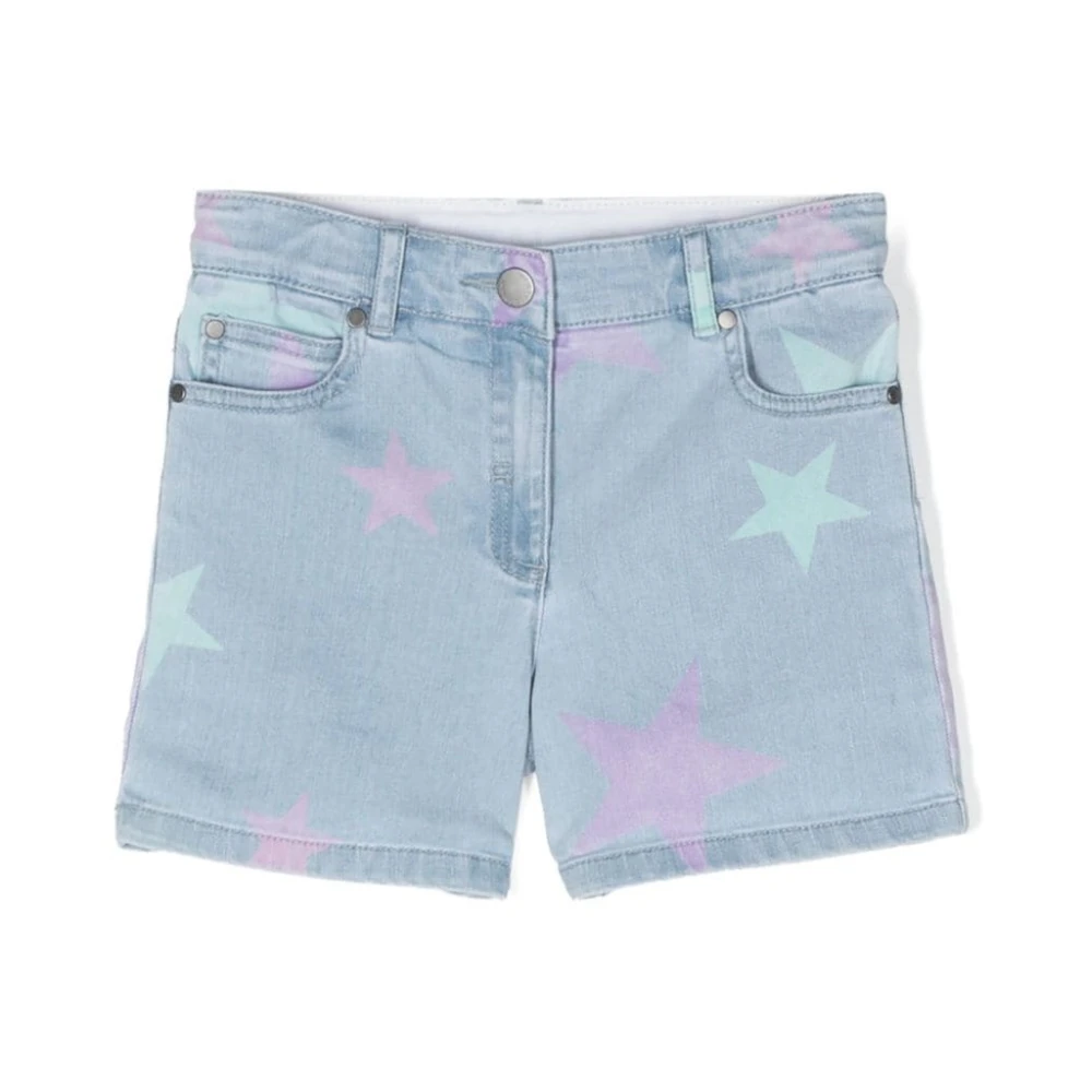 Stella McCartney Ekologisk Bomull Denim Stjärntryck Shorts Blue, Flicka