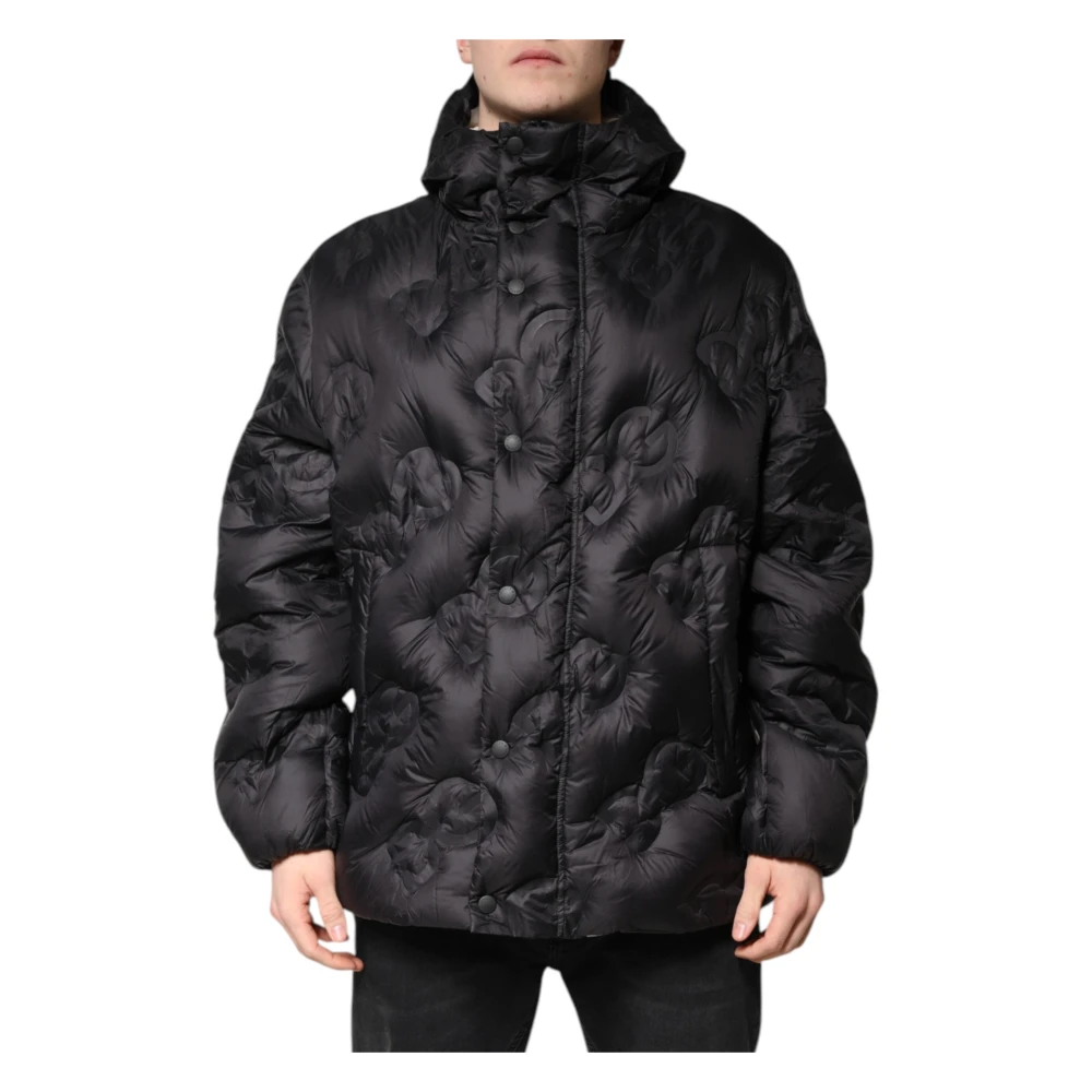 Dolce & Gabbana Men's Black Winter Jackets, 3XL, Hooded Parka Coat