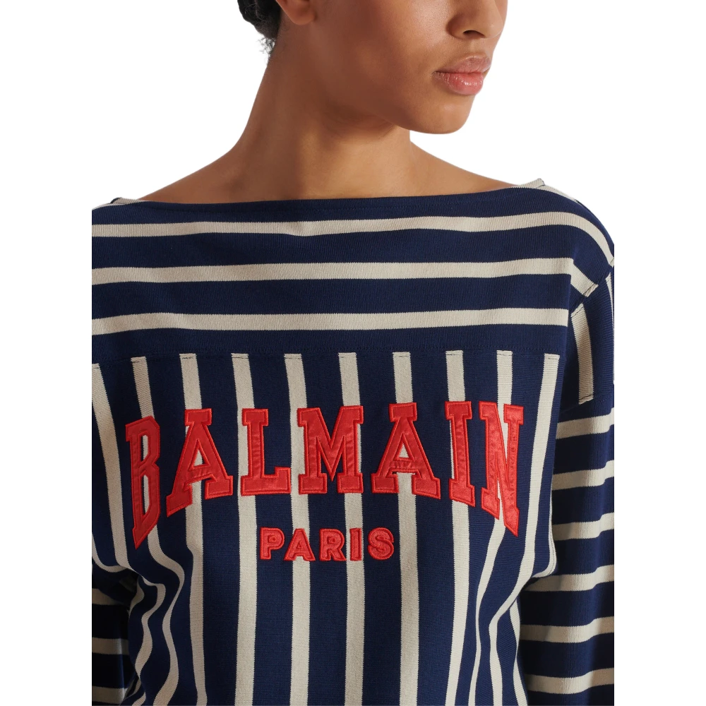 Balmain Gestreepte baseball top Multicolor Dames