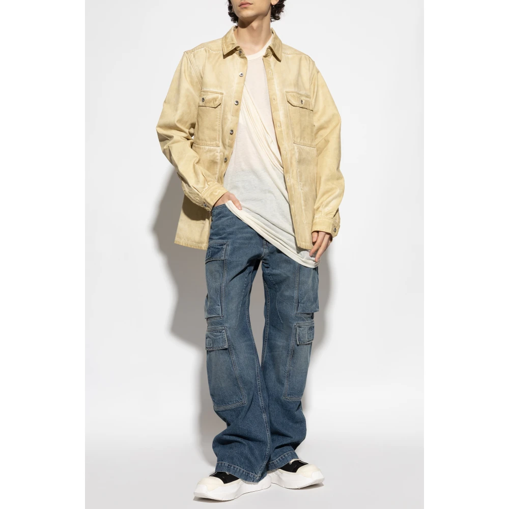 Rick Owens Double Cargo Pocket Denim Broek Blue Heren