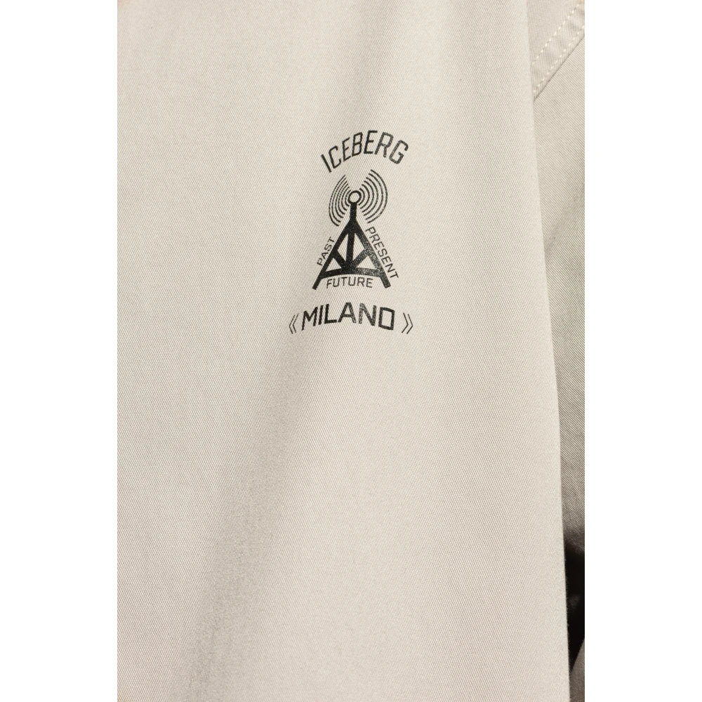 Iceberg Katoenen jas met logo Gray Heren