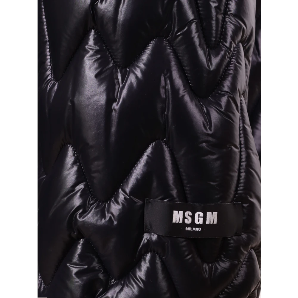 Msgm Zwarte Hoge Kraag Ritsjas Black Heren
