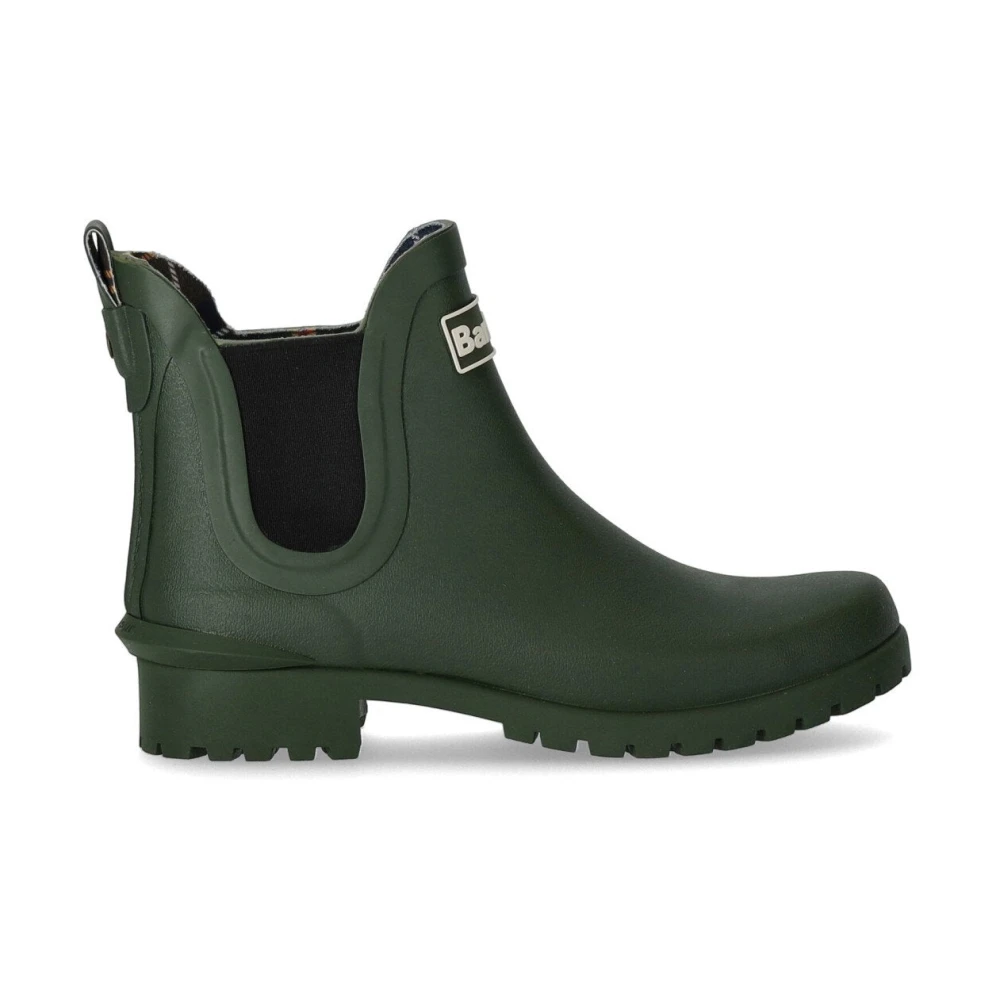 Barbour Women's Green Olive Chelsea Boot With Tartan Lining
